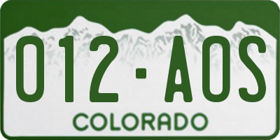 CO license plate 012AOS
