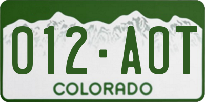 CO license plate 012AOT