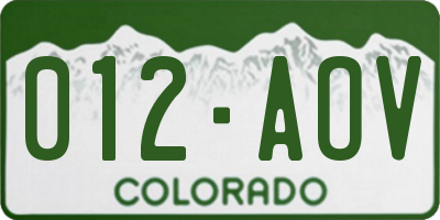 CO license plate 012AOV