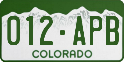 CO license plate 012APB