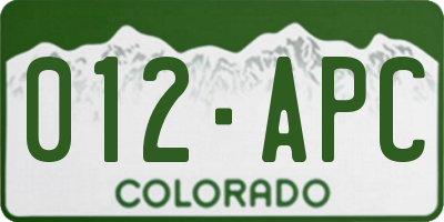 CO license plate 012APC