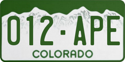 CO license plate 012APE