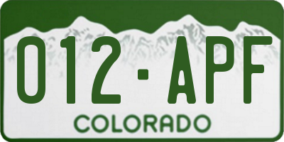 CO license plate 012APF