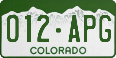CO license plate 012APG