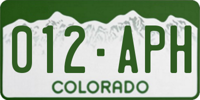 CO license plate 012APH
