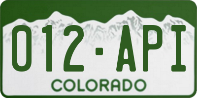 CO license plate 012API