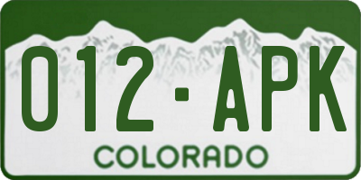 CO license plate 012APK