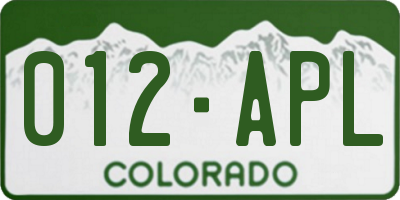 CO license plate 012APL