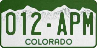 CO license plate 012APM