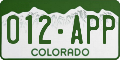 CO license plate 012APP