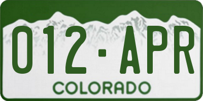 CO license plate 012APR