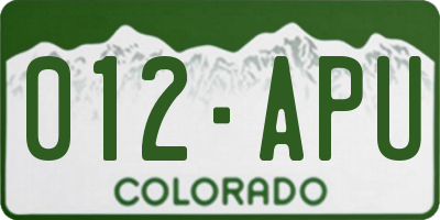 CO license plate 012APU