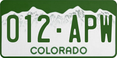 CO license plate 012APW