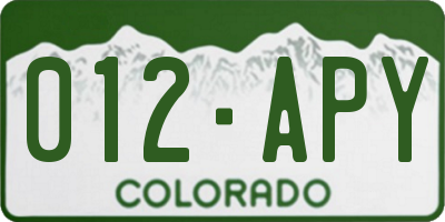 CO license plate 012APY
