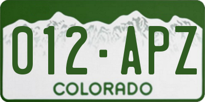 CO license plate 012APZ