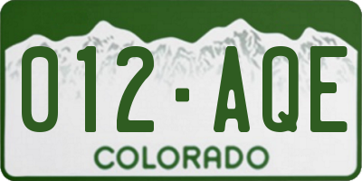 CO license plate 012AQE