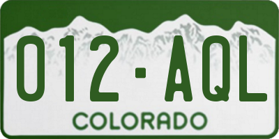 CO license plate 012AQL