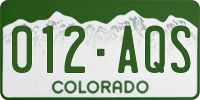 CO license plate 012AQS