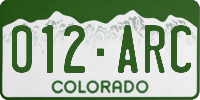 CO license plate 012ARC