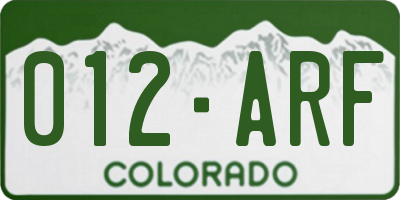 CO license plate 012ARF