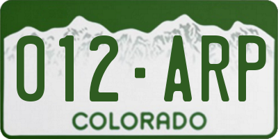 CO license plate 012ARP