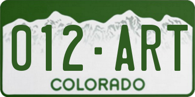 CO license plate 012ART