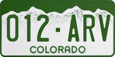 CO license plate 012ARV