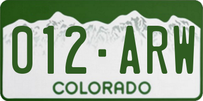 CO license plate 012ARW
