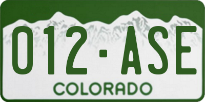 CO license plate 012ASE