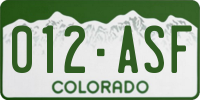 CO license plate 012ASF