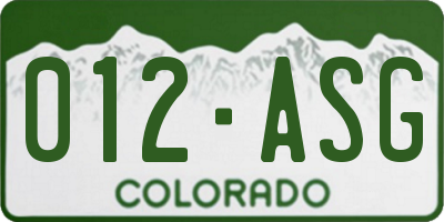 CO license plate 012ASG