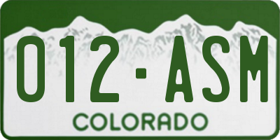 CO license plate 012ASM