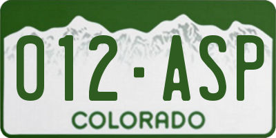 CO license plate 012ASP