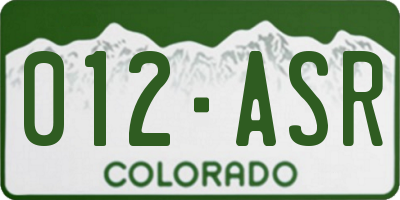 CO license plate 012ASR