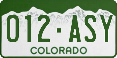 CO license plate 012ASY