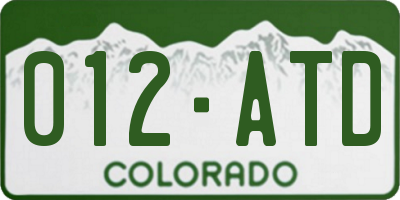 CO license plate 012ATD