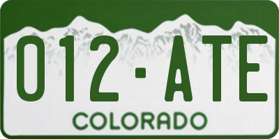 CO license plate 012ATE