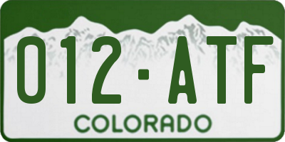 CO license plate 012ATF