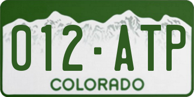 CO license plate 012ATP