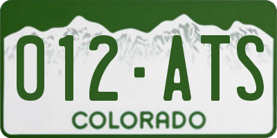 CO license plate 012ATS