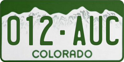 CO license plate 012AUC