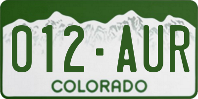 CO license plate 012AUR