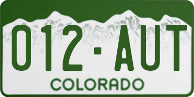 CO license plate 012AUT