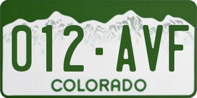 CO license plate 012AVF