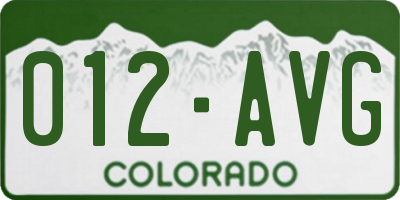 CO license plate 012AVG