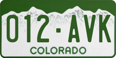 CO license plate 012AVK
