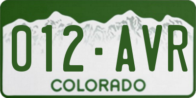 CO license plate 012AVR