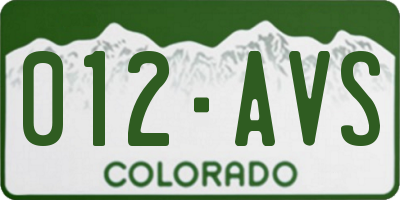 CO license plate 012AVS