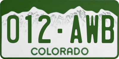CO license plate 012AWB