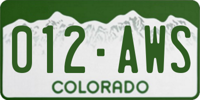 CO license plate 012AWS